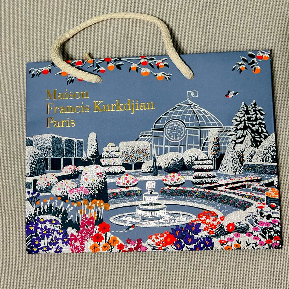MFK winter themed perfume shopping bag